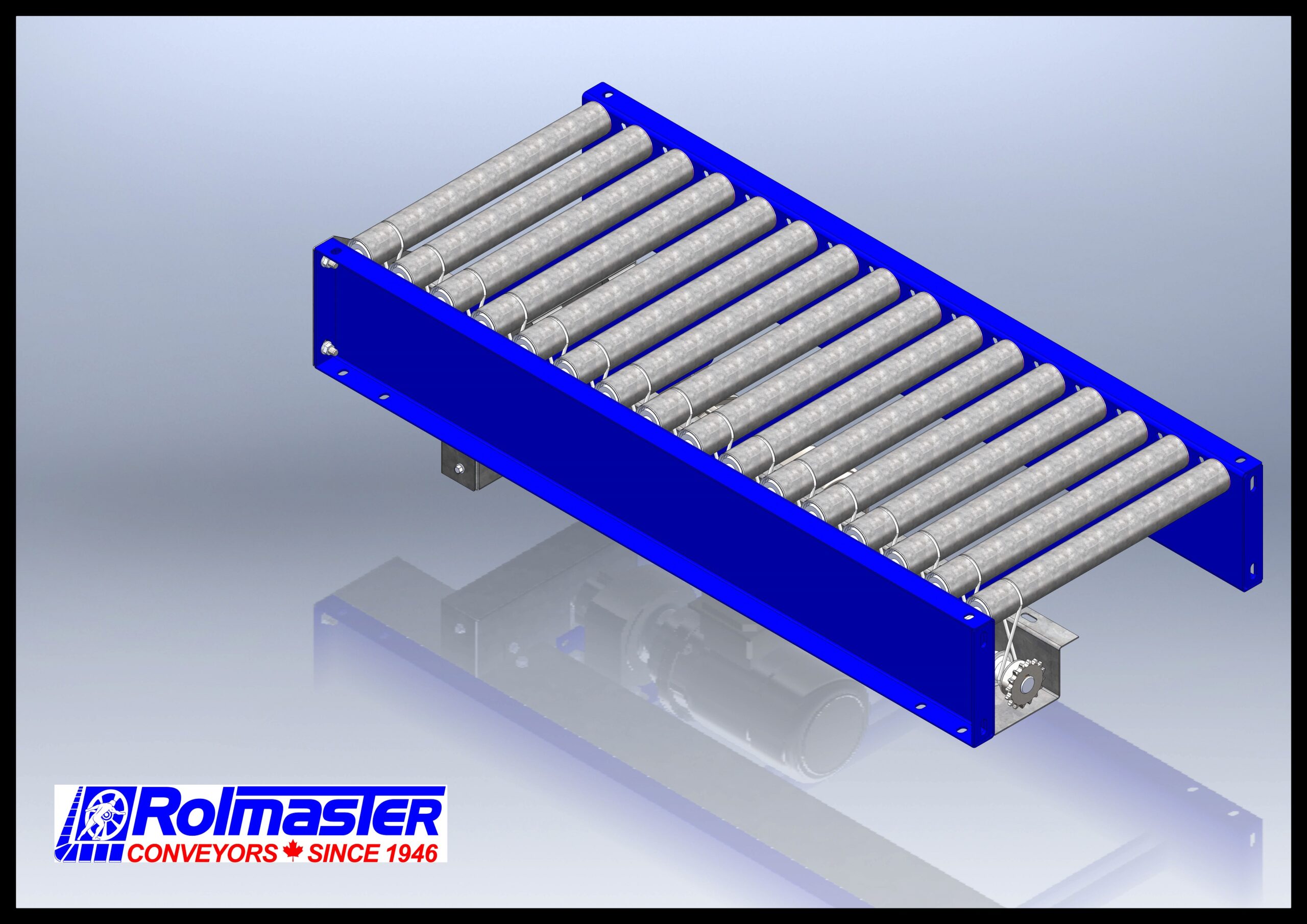 Line shaft outlet roller conveyor