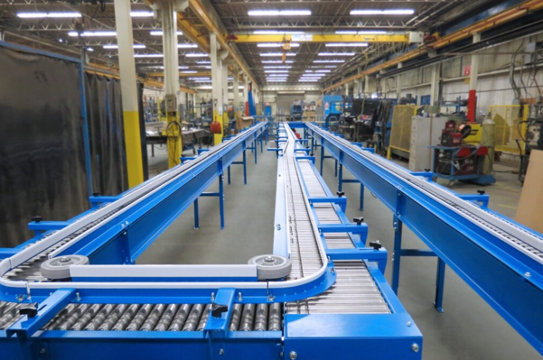 Custom lineshaft conveyor with guide rails to showcase the complexity of some conveyor systems.
